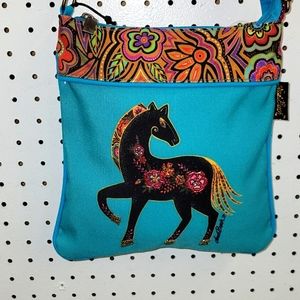 Teal blue 🐎 horse crossbody purse. Canvas Sun N Sand.